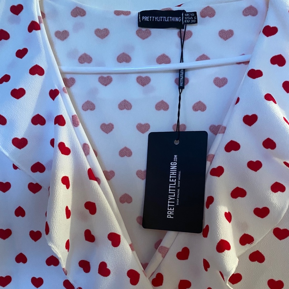 Prettylittlething Red Heart Dress